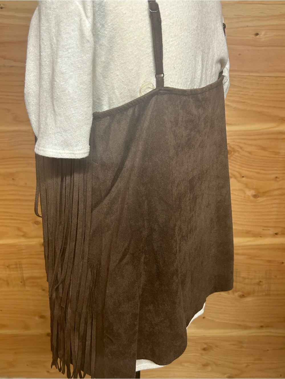Vocal Brown Suede-Effect Fringe Tank - Picture 2 of 3